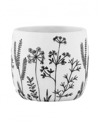 Black & White Embossed Flower Planter 5"