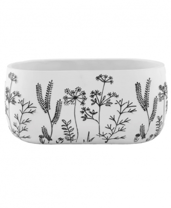PLANTER, 5" WHT/BLK  OVAL FLOWER