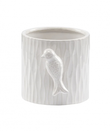 White 3-D Bird Planter 6"