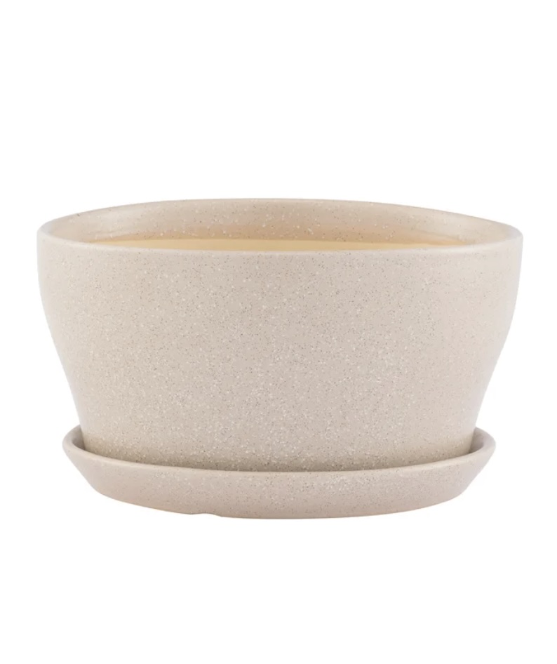 Large Light Brown Planter with Saucer 9"