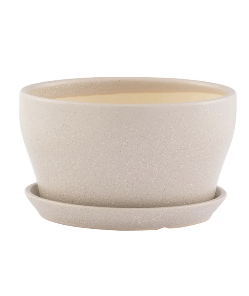 Light Brown Planter with Saucer 7.25"
