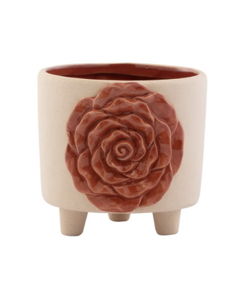 Orange & Pink Rose Planter 4.25"