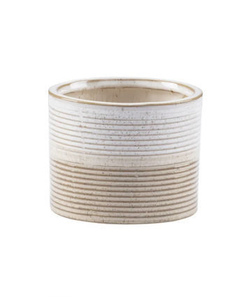 Beige Ribbed Cylinder Planter 4.5"