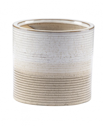Beige Ribbed Cylinder Planter 6"