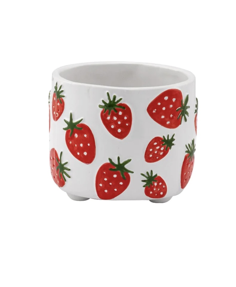 White Strawberry Pot 3.75"