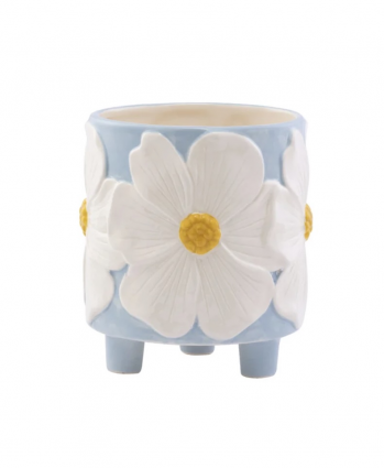 White Dogwood Wrap Footed Planter 4"