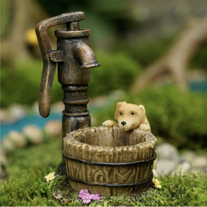 Puppy with Well Fairy Garden Figurine