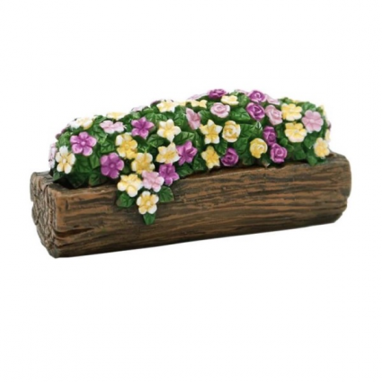 Flowers in Log Fairy Garden Figurine