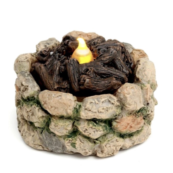 Mini Fire Pit with LED Light Fairy Garden Figurine