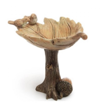 Mini Leaf Bird Bath Fairy Garden Figurine