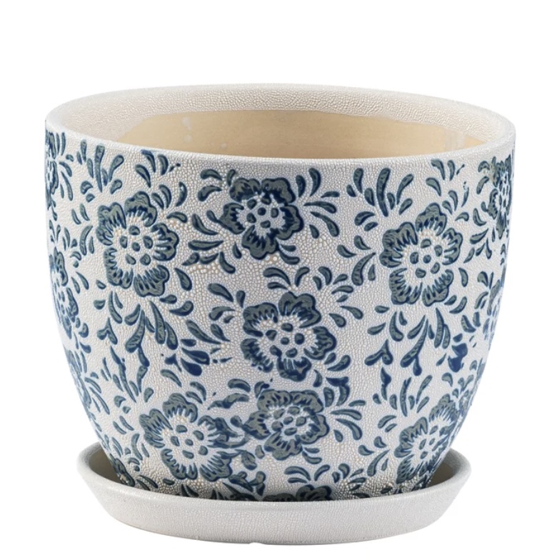 Blue & White Cornflower Planter