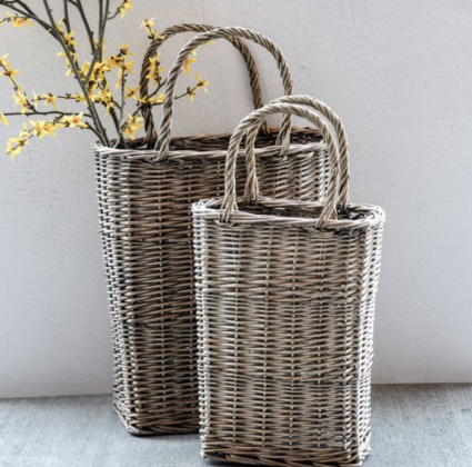 Small Tall French Willow Flower Basket