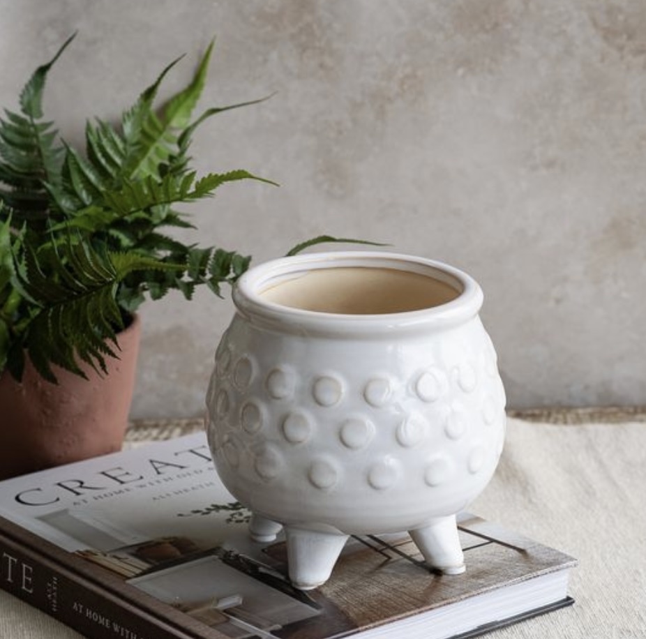 White Dot Pattern Planter 5"