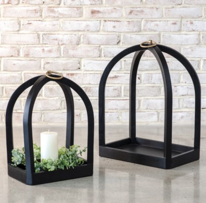Large Black Wood Lantern