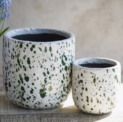 Green Splatter Planter 7"