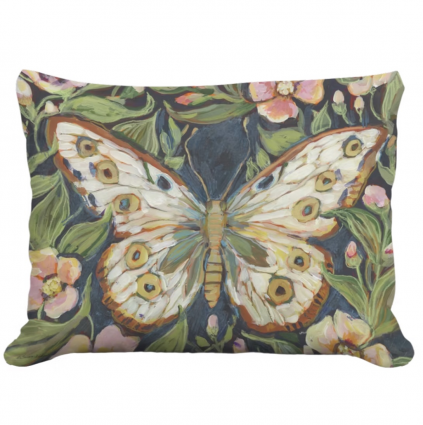 Butterfly Sapphire Bloom Pillow 19 X 24 