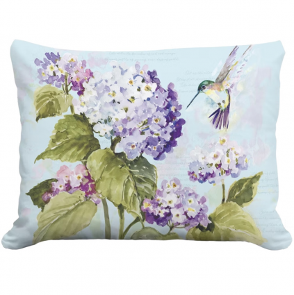 Hummingbird with Hydrangea Pillow 19" x 24"