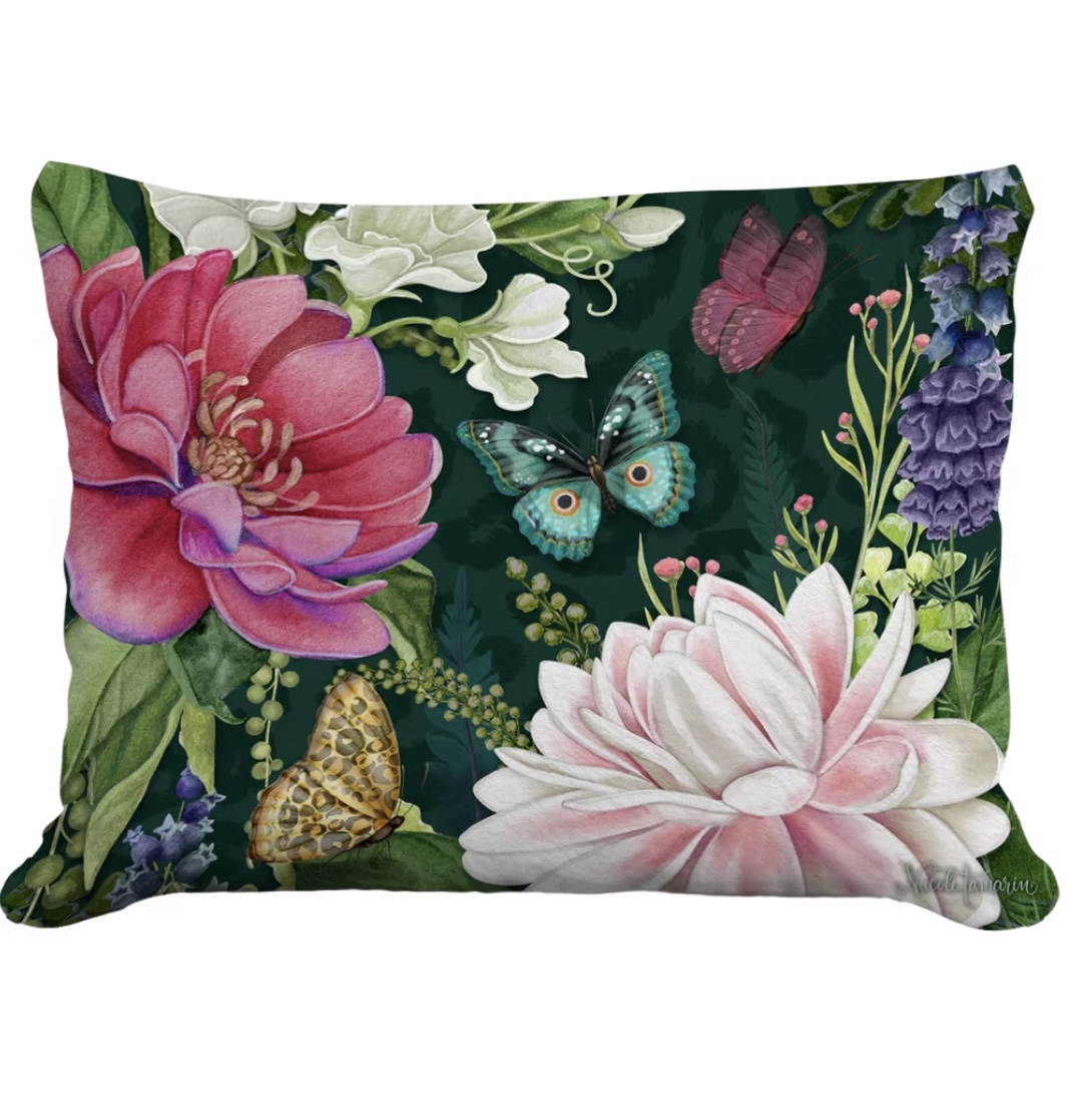 Mystical Garden Flowers Pillow 19 X 24 