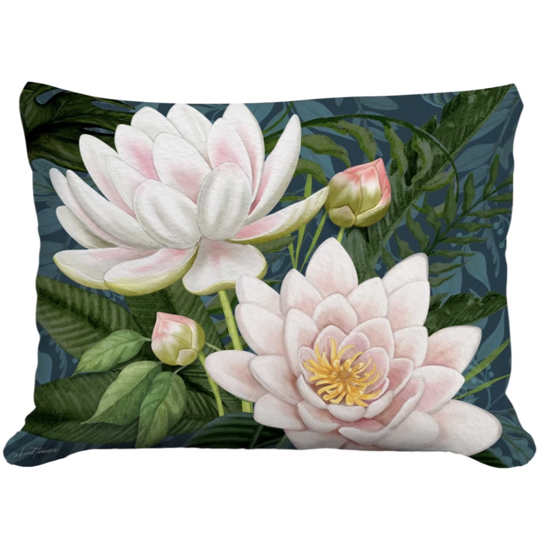Midnight Garden Water Lilies Pillow 19 X 24&nbsp;&nbsp;