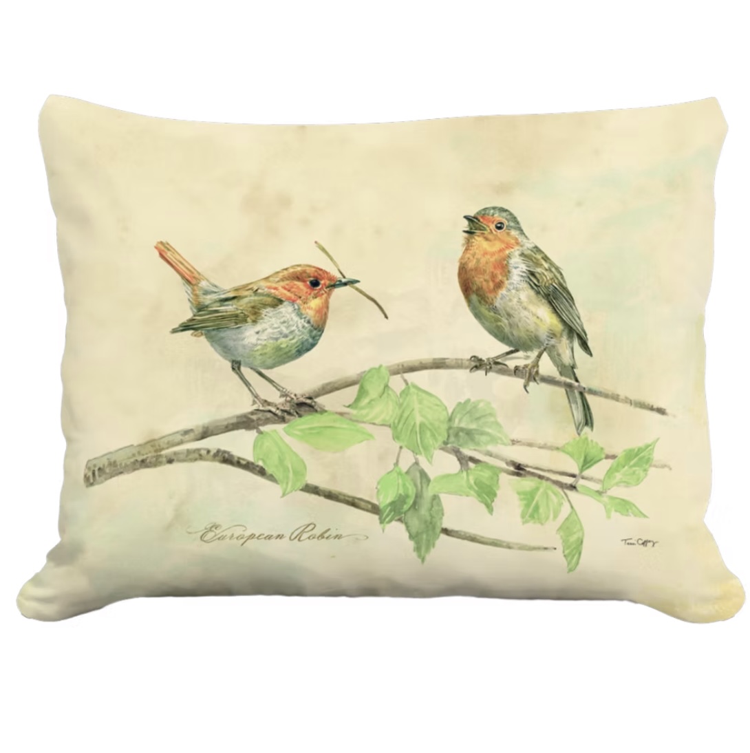 Botanical Robins Pillow 13 x 18