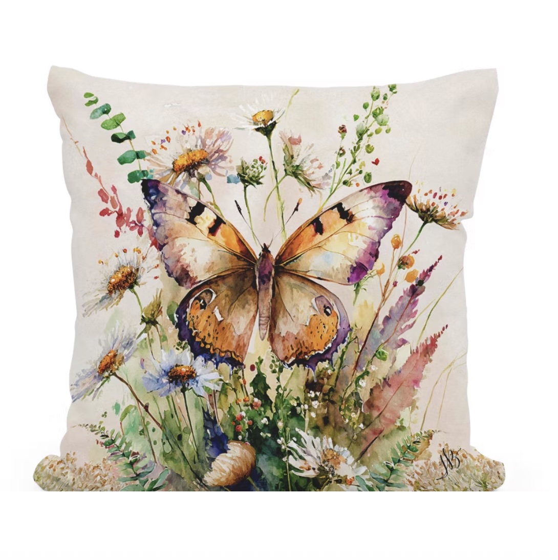 Orange Butterfly Pillow 18 x 18