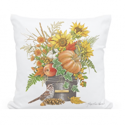 Fall Bucket Bouquet Pillow 18 X 18 