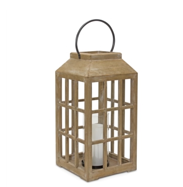 Wood Lantern with Handle 8.75" X 22"H