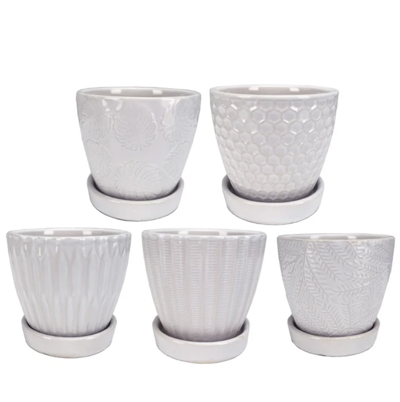 Small Embossed Pot swith Saucer (sold separately)