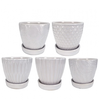 Small Embossed Pot swith Saucer (sold separately)