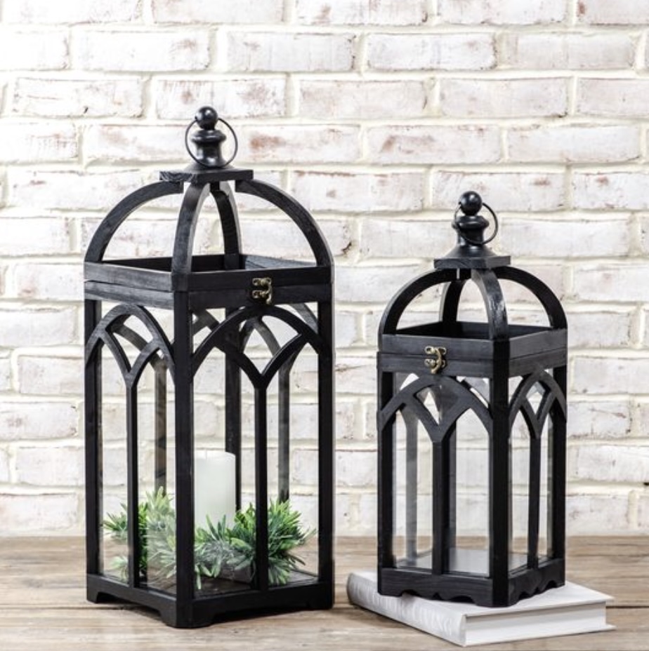 Arched Wood Lantern  9" X 24"H 