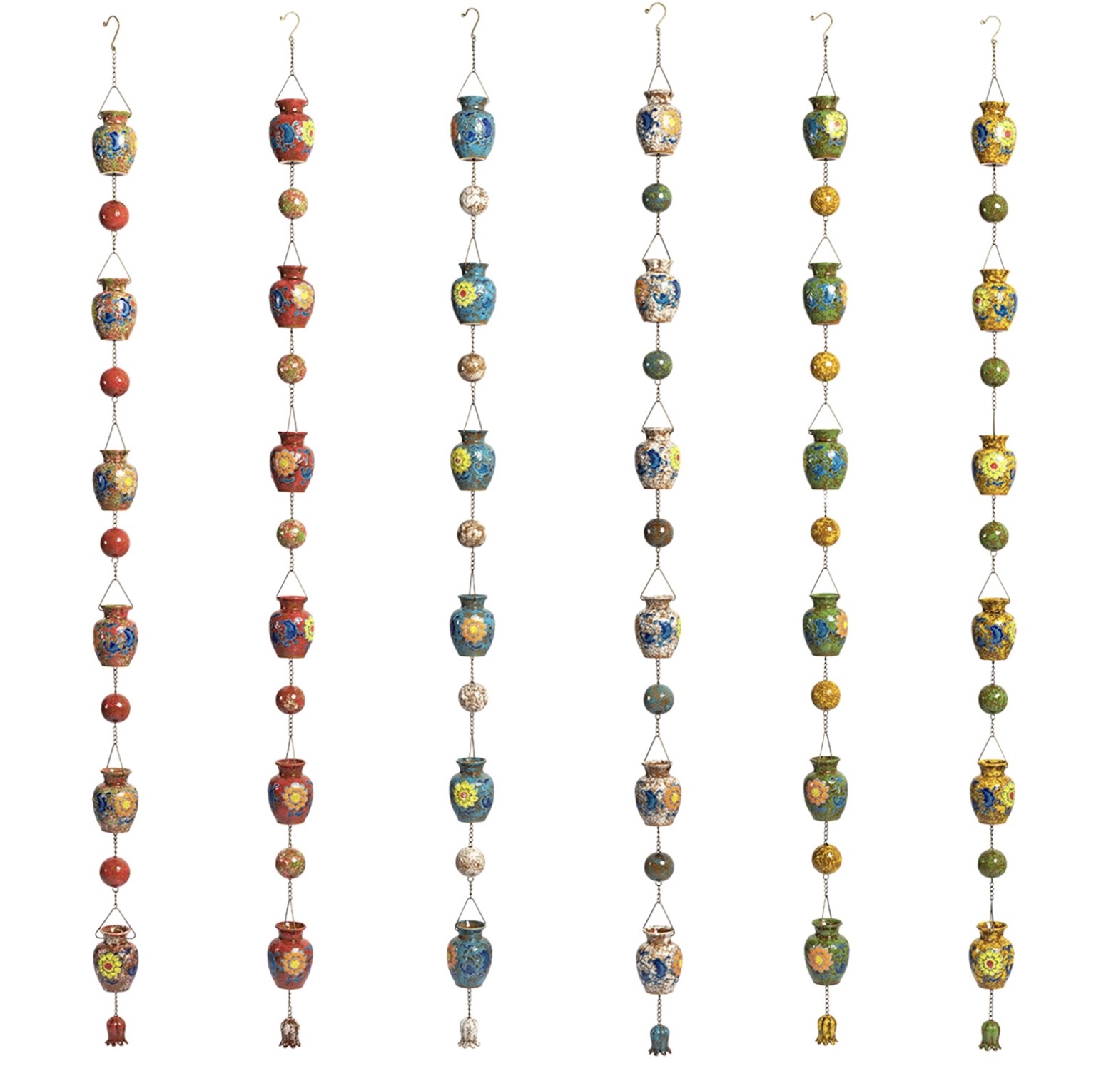 Long Hand-Painted Porcelain �Terravinna� Rain Chain 77.5" (sold separately)