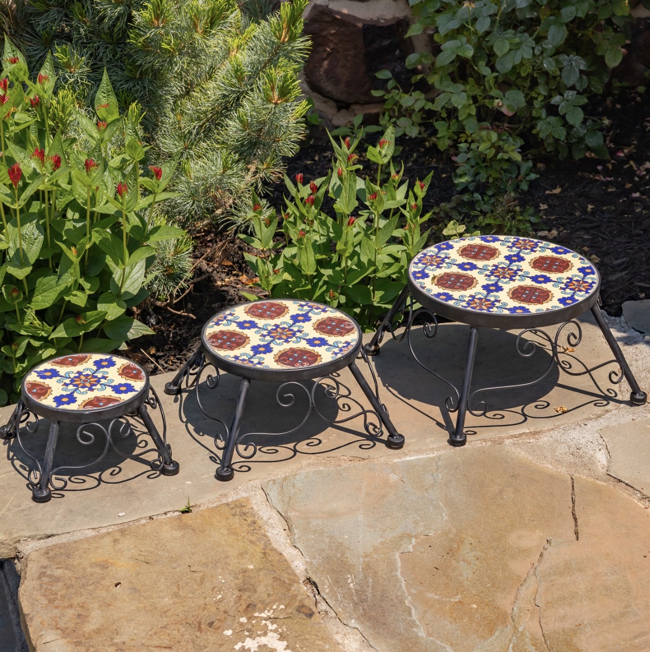 Mosaic Top Plant Riser Stand �Calabria� � Large 12"