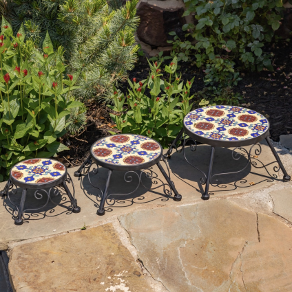 Mosaic Top Plant Riser Stand �Calabria� � Large 12"