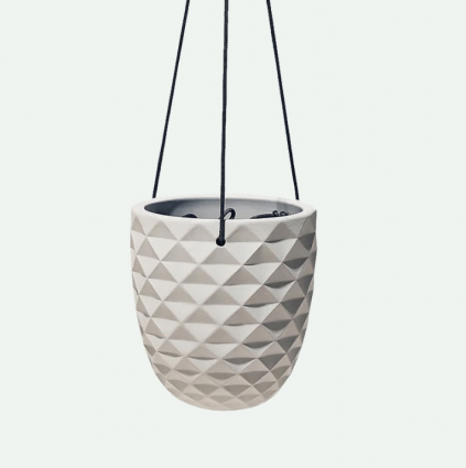 Light Grey Thimble Porcelain Modern Hanging Planter