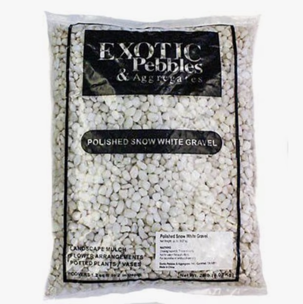 Decorative Snow White Polished Gravel in 20 lb Bag