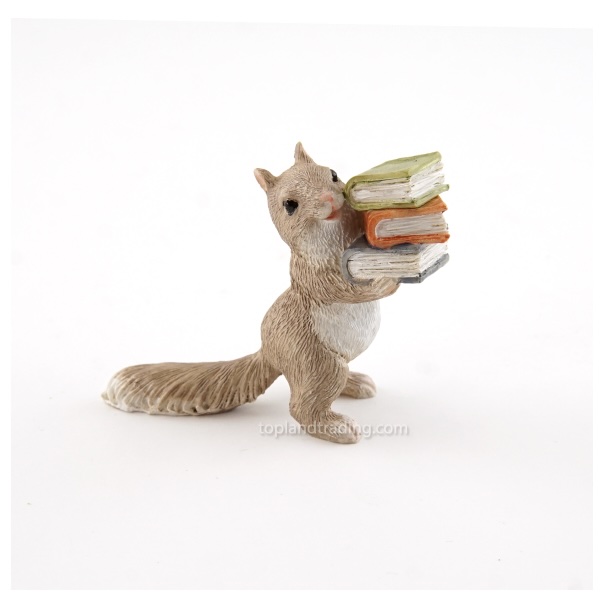 Little Squirrel Carrying Books � Fairy Garden Figurine