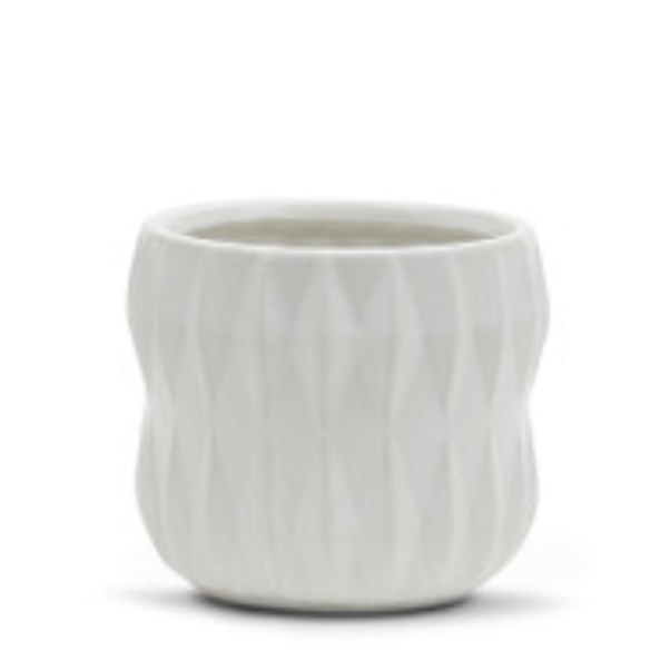 Unique White Ceramic Pot � 4.5" x 4"