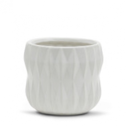 Unique White Ceramic Pot � 4.5" x 4"