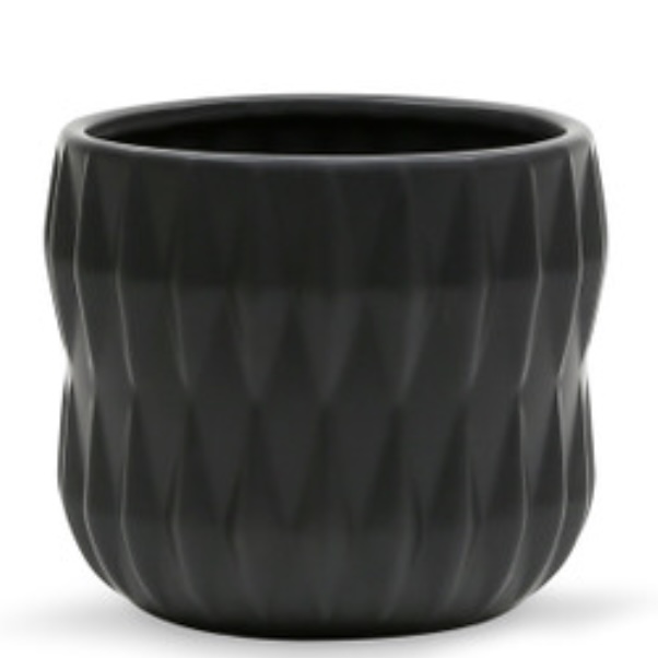 Unique Black Ceramic Pot � Large 6.5" x 6"