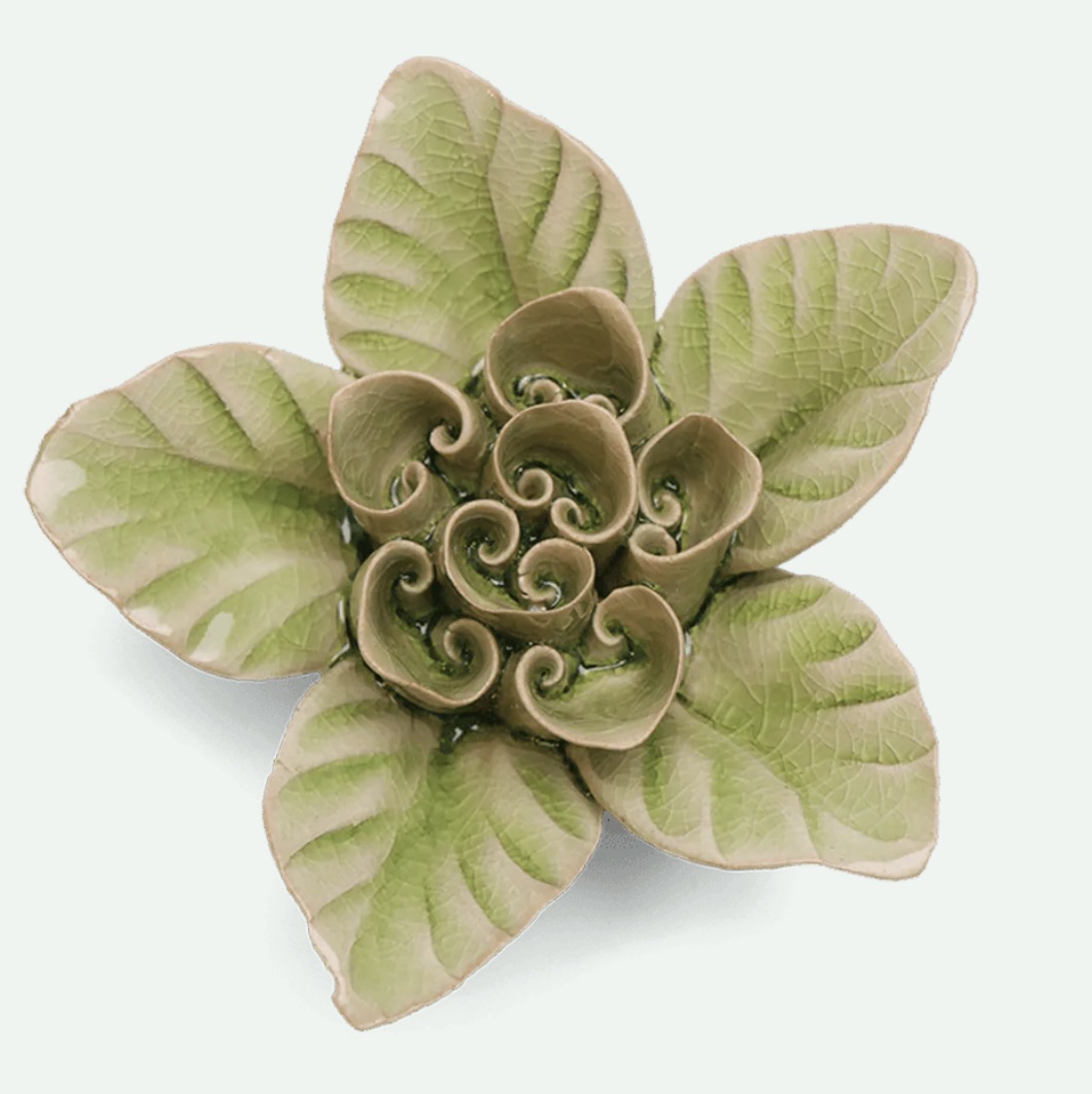 Peridot Green Ceramic Maiden Lotus