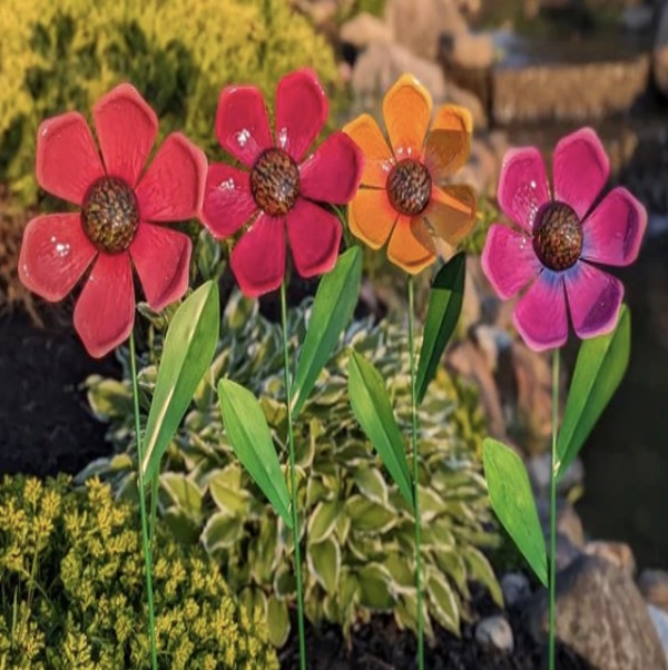 Sunshine Metal Flower Yard Stakes (Sold Separately) 24"H