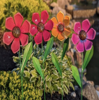 Sunshine Metal Flower Yard Stakes (Sold Separately) 24"H