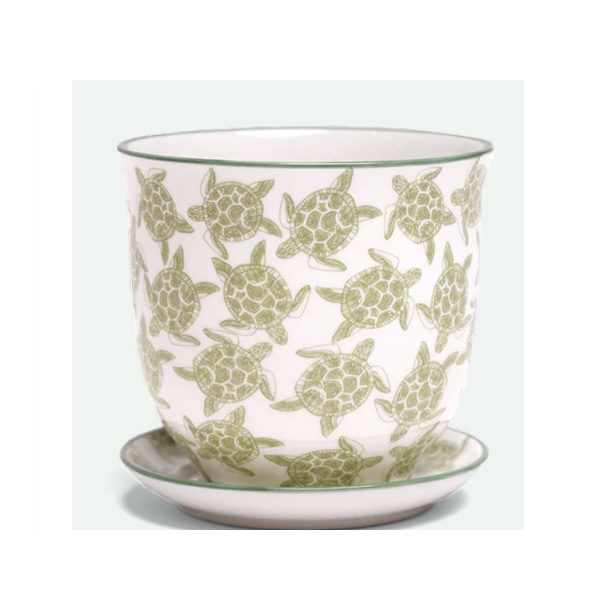 Libert&eacute; Porcelain Pot and Saucer Set with Drainage 4.25"