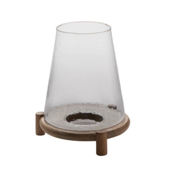 Saranda Glass & Wood Terrarium 9.25" x 11"H