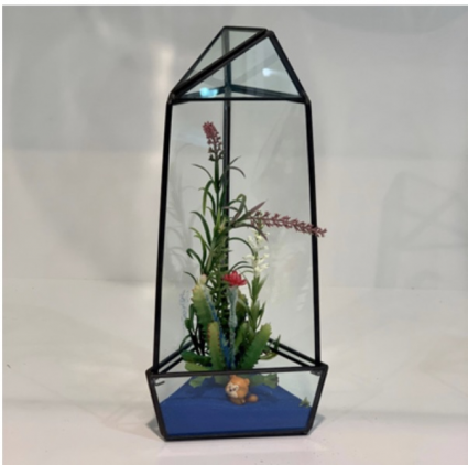 Black Obelisk Glass Terrarium 11"H