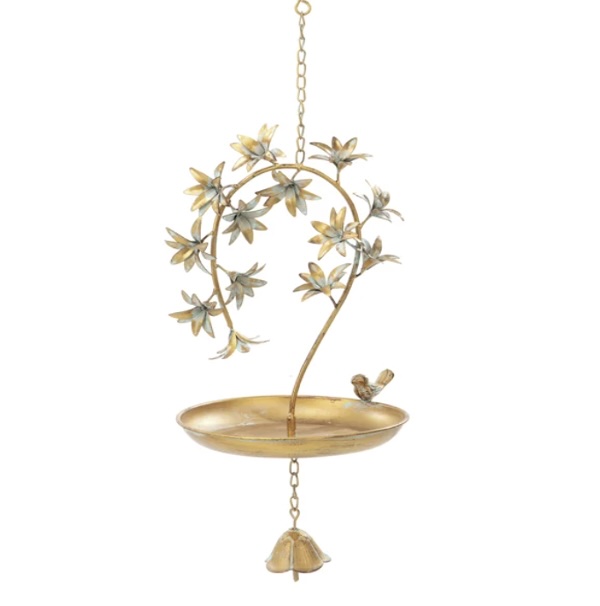 Gold Flower with Bell Bird Feeder 17"