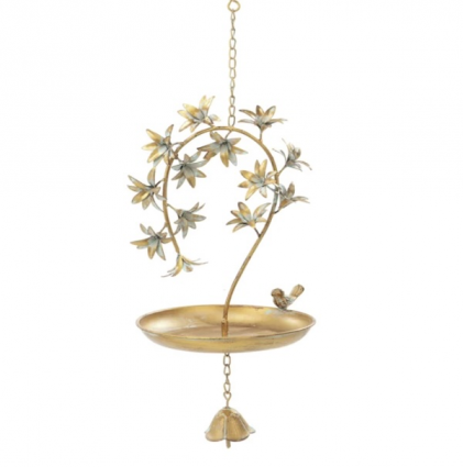Gold Flower with Bell Bird Feeder 17"