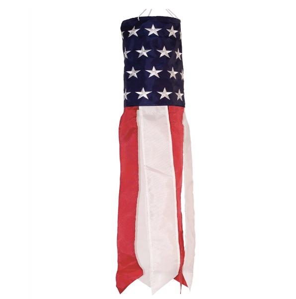 Embroidered Stars & Stripes Windsock 33"