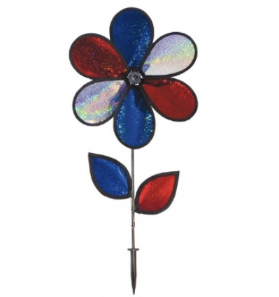 Red, White & Blue Sparkle Flower with Leaves 12"