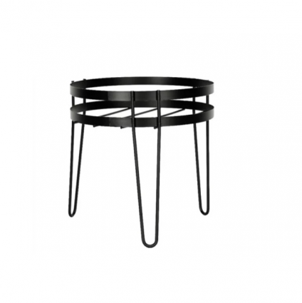 Modern Banded Single Wide Round Plant Stand Black 15"H